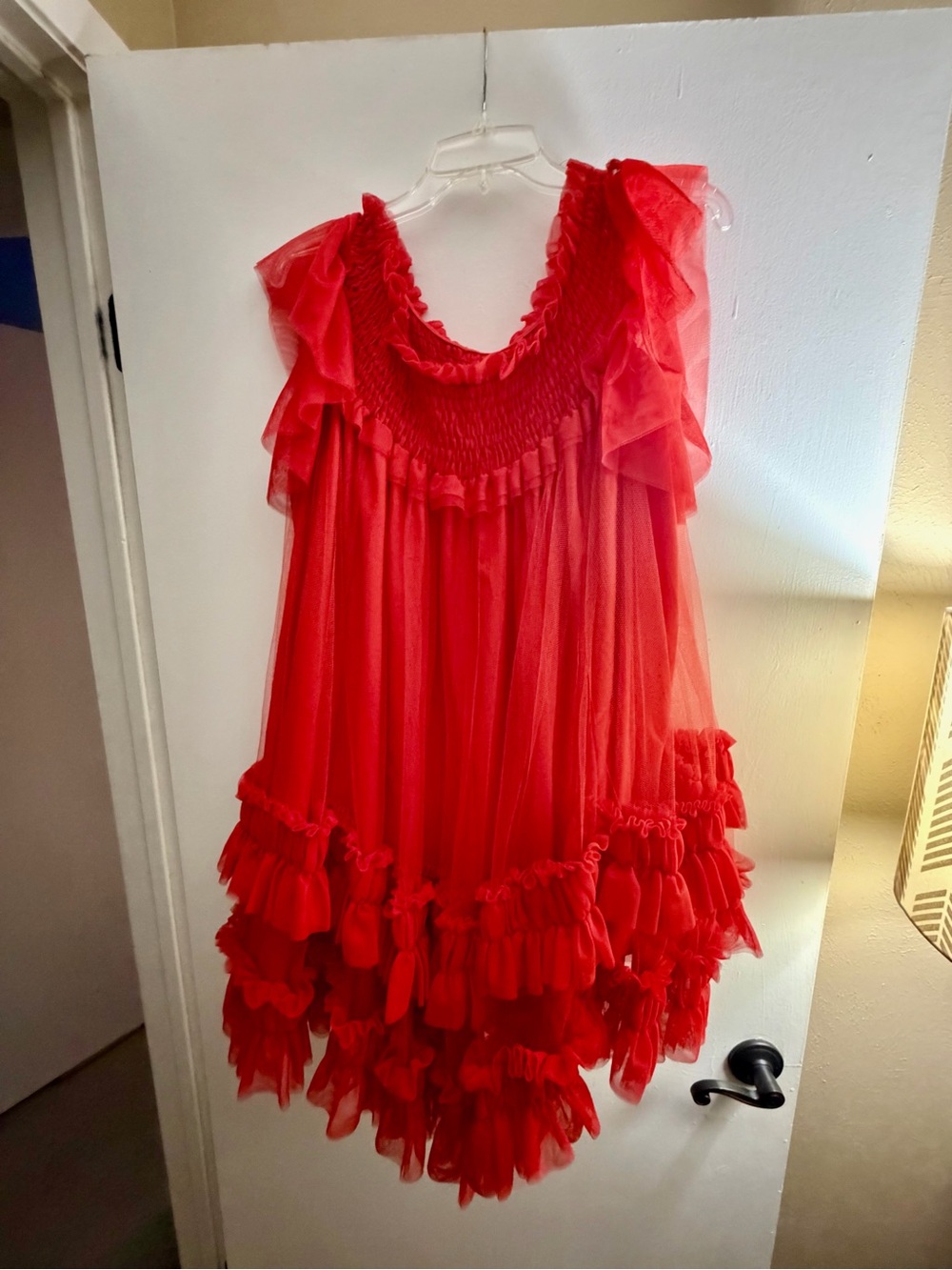Red Ruffled Tulle Dress